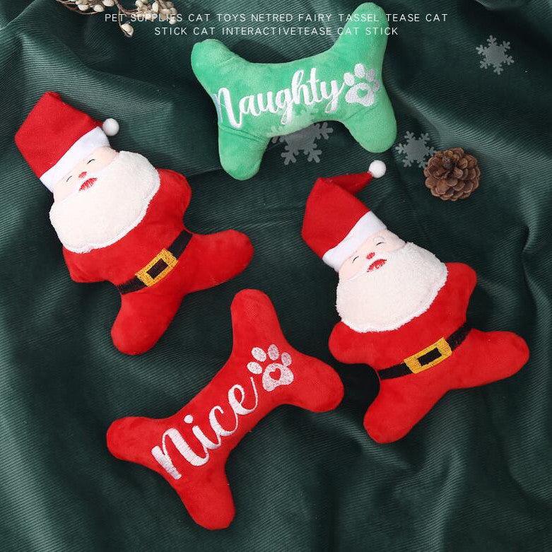 Plush Christmas Dog Bone Toy – Soft Holiday Chew Toy for Dogs, Festive Pet Gift & Decoration