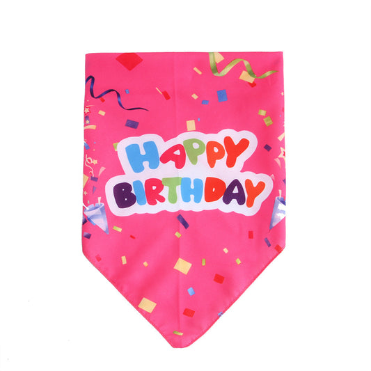 Cute Polyester Pet Birthday Triangle Scarf – One Size Party Bandana for Dogs & Cats