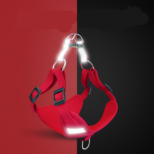 LED Reflective No-Pull Dog Harness & Leash Set – Adjustable Suede Vest for Small to Large Dogs