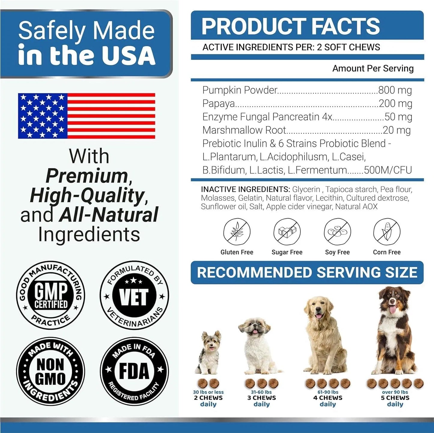 Yuma’s Probiotic & Enzyme Chews for Dogs – 2 Pack (340 Treats)