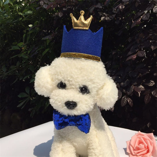 Pet Birthday Crown Hat with Bow – Dog & Cat Party Hat, Non-Woven Pet Accessories Set