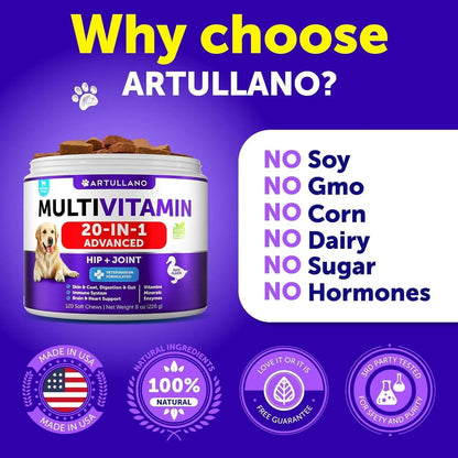 Artullano 20-in-1 Multivitamin Chews for Dogs – 120 Tablets