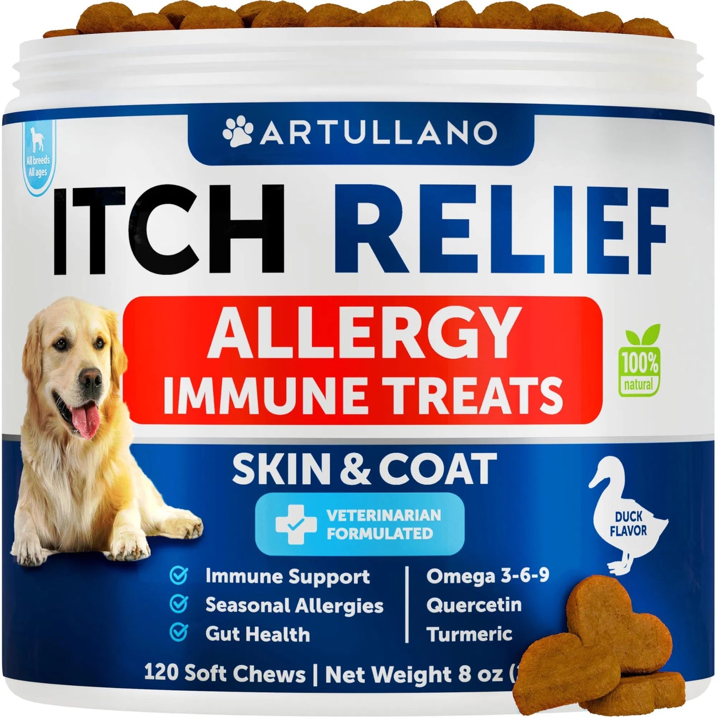 Artullano Allergy Relief Chews for Dogs – 120 Soft Treats