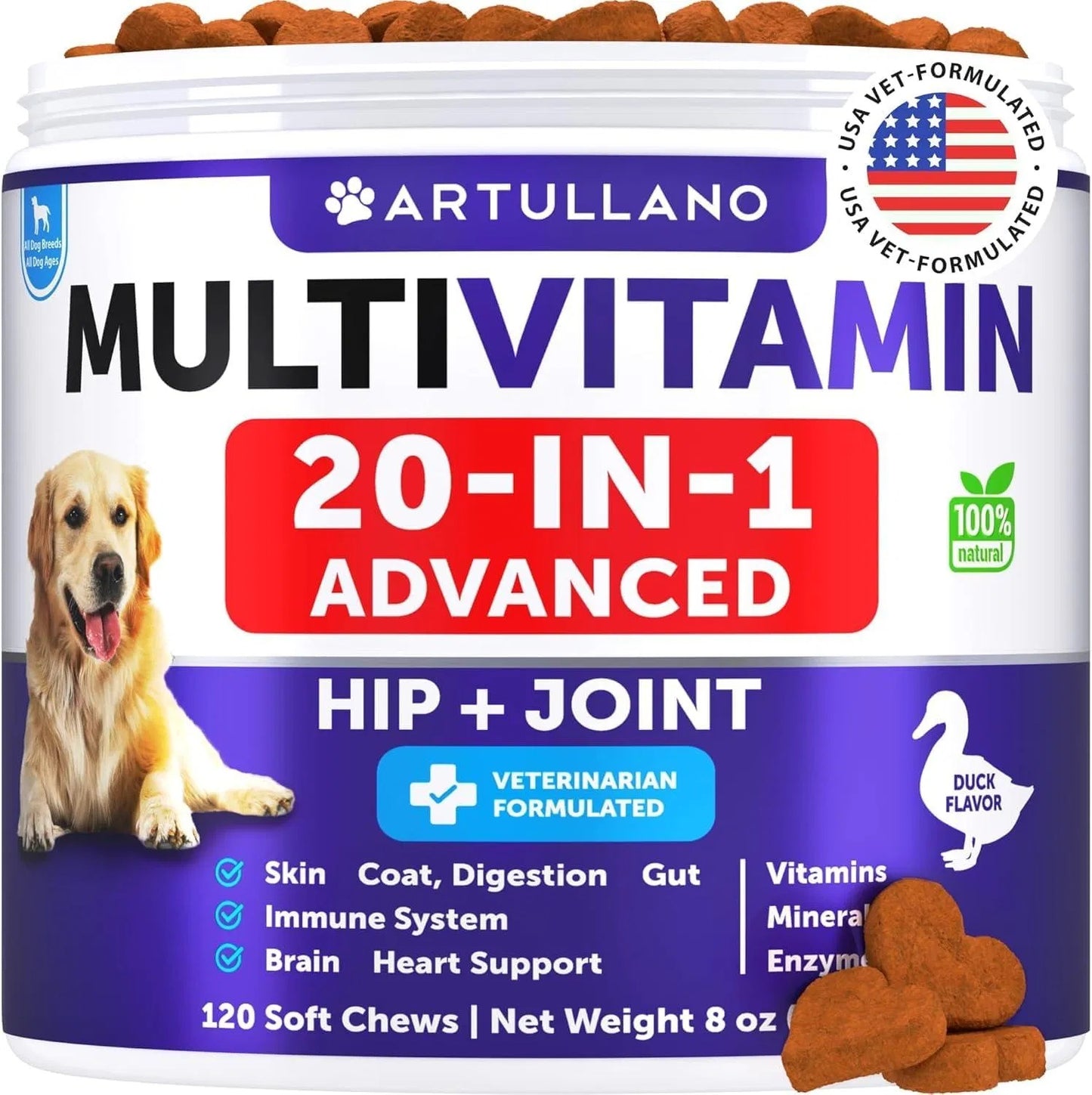Artullano 20-in-1 Multivitamin Chews for Dogs – 120 Tablets